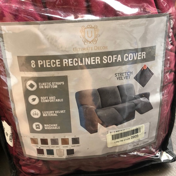 Easy-Going Other - Easy Going 8 Piece Recliner Sofa Stretch Velvet Slipcover